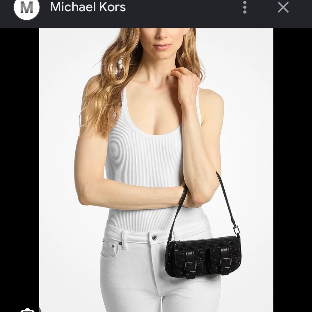 NWT Michael Kors rhinestones suede leather small Zoe shoulder bag
